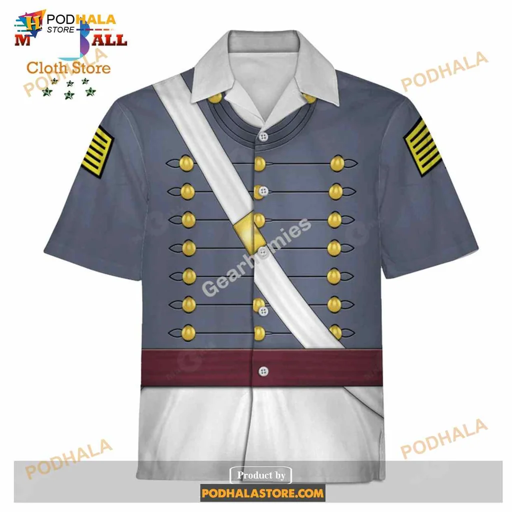 West Point Cadet Hawaiian Shirt, Vintage Military Uniform Design