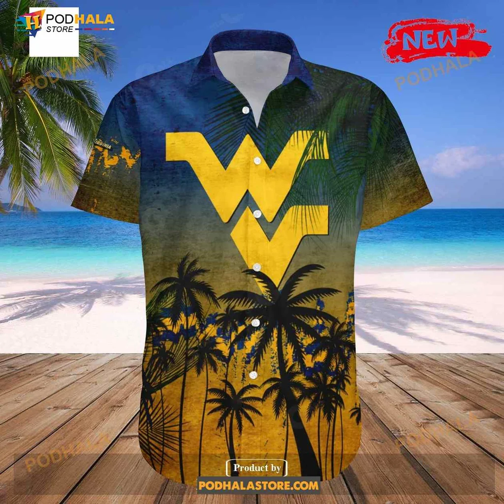 West Virginia Mountaineers Hawaiian Shirt With Tropical Palm Tree Design