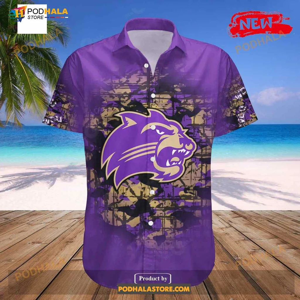 Western Carolina Catamounts Aloha Shirt With Camouflage Pattern Western Carolina Catamounts Aloha Shirt With Camouflage Pattern