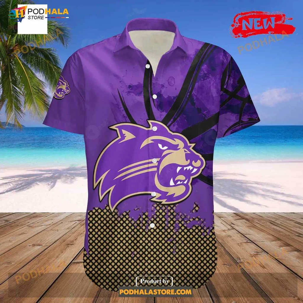 Western Carolina Catamounts Hawaiian Shirt With Grunge Pattern