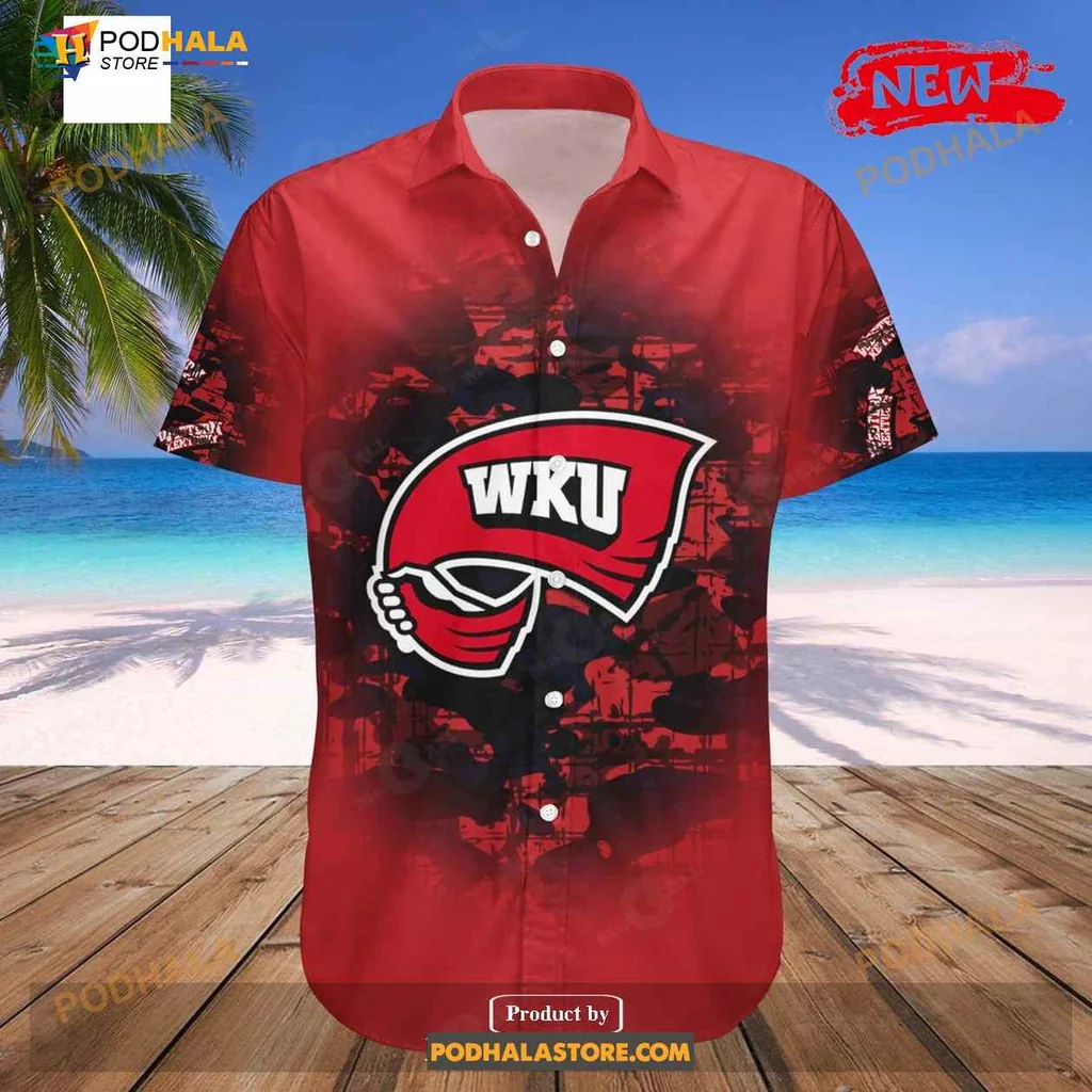Western Kentucky Hilltoppers Aloha Shirt, Camouflage Vintage Design Western Kentucky Hilltoppers Aloha Shirt, Camouflage Vintage Design
