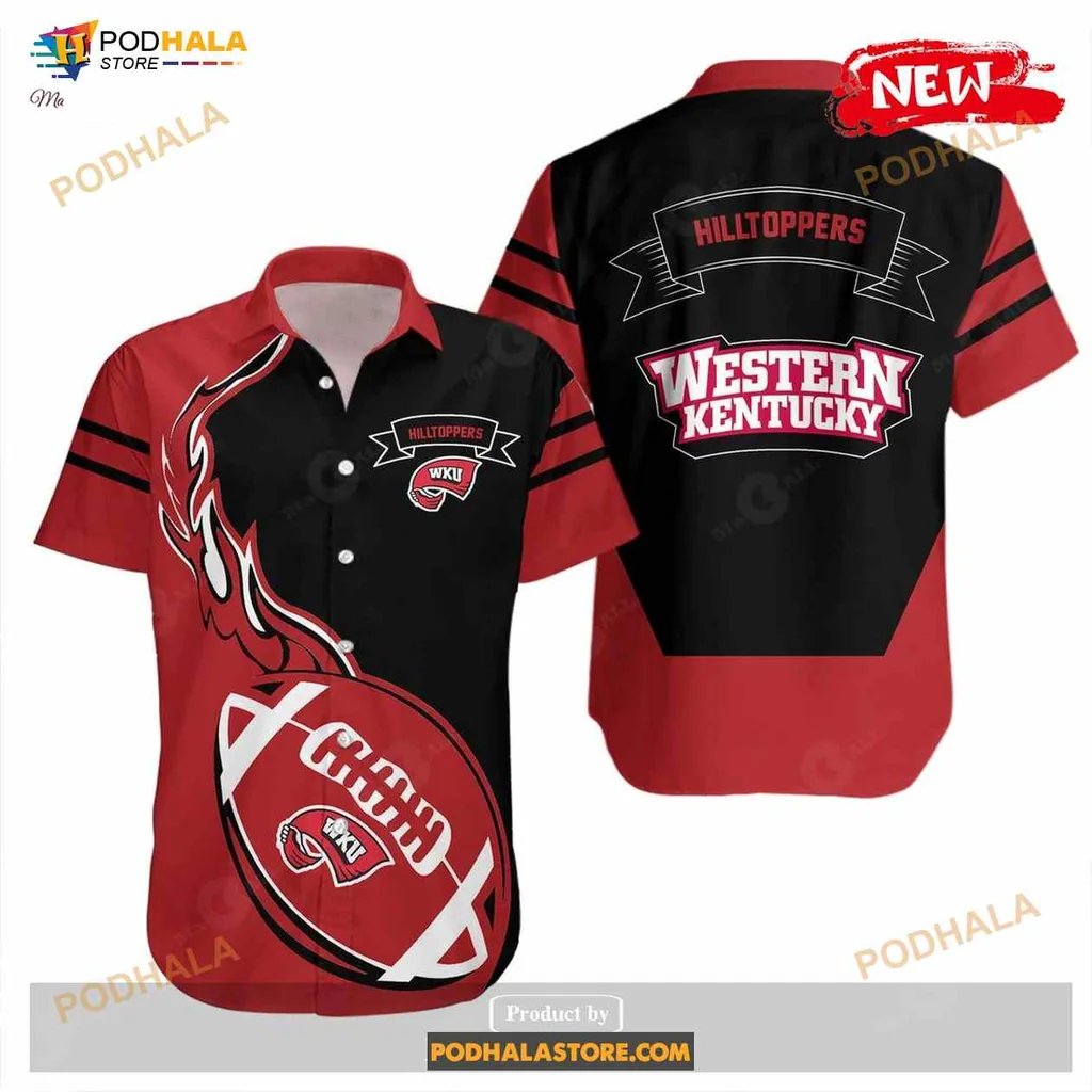 Western Kentucky Hilltoppers Hawaiian Shirt With Flame Graphic