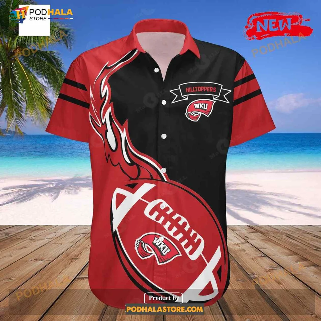 Western Kentucky Hilltoppers Aloha Shirt With Flame Graphic Western Kentucky Hilltoppers Aloha Shirt With Flame Graphic