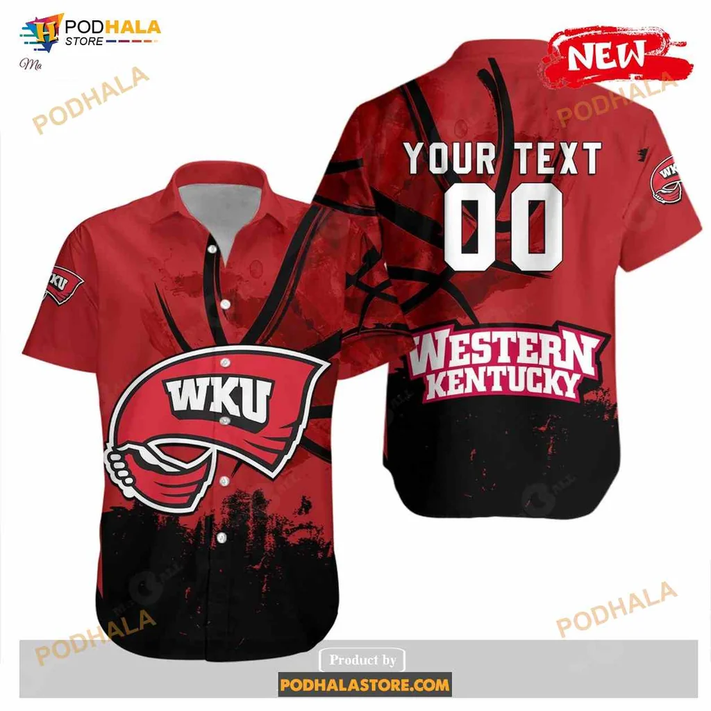 Western Kentucky Hilltoppers Hawaiian Shirt With Grunge Basketball Design