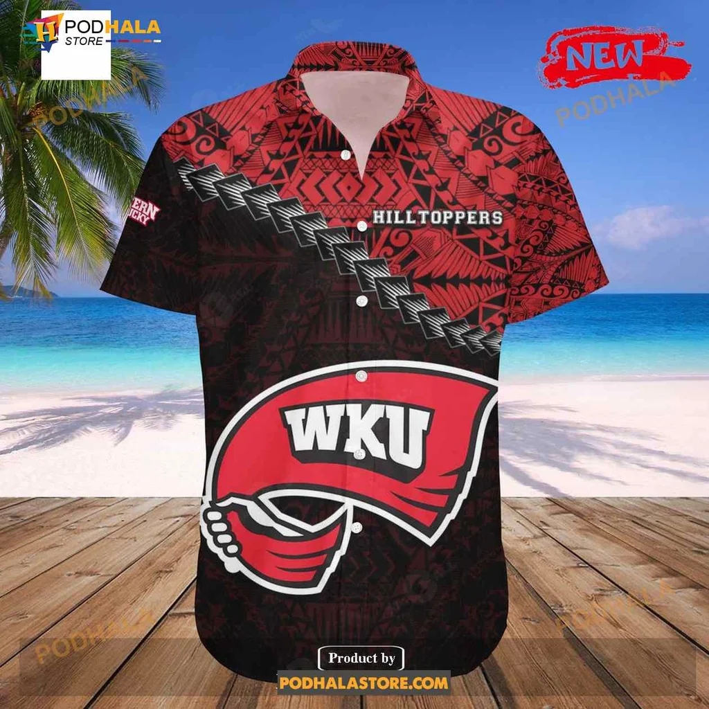 Western Kentucky Hilltoppers Aloha Shirt With Polynesian Tattoo Design Western Kentucky Hilltoppers Aloha Shirt With Polynesian Tattoo Design