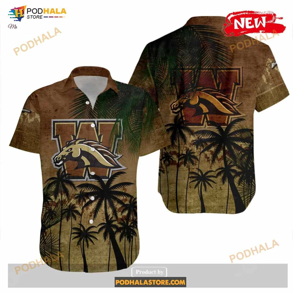 Western Michigan Broncos Tropical Hawaiian Shirt With Grunge Design