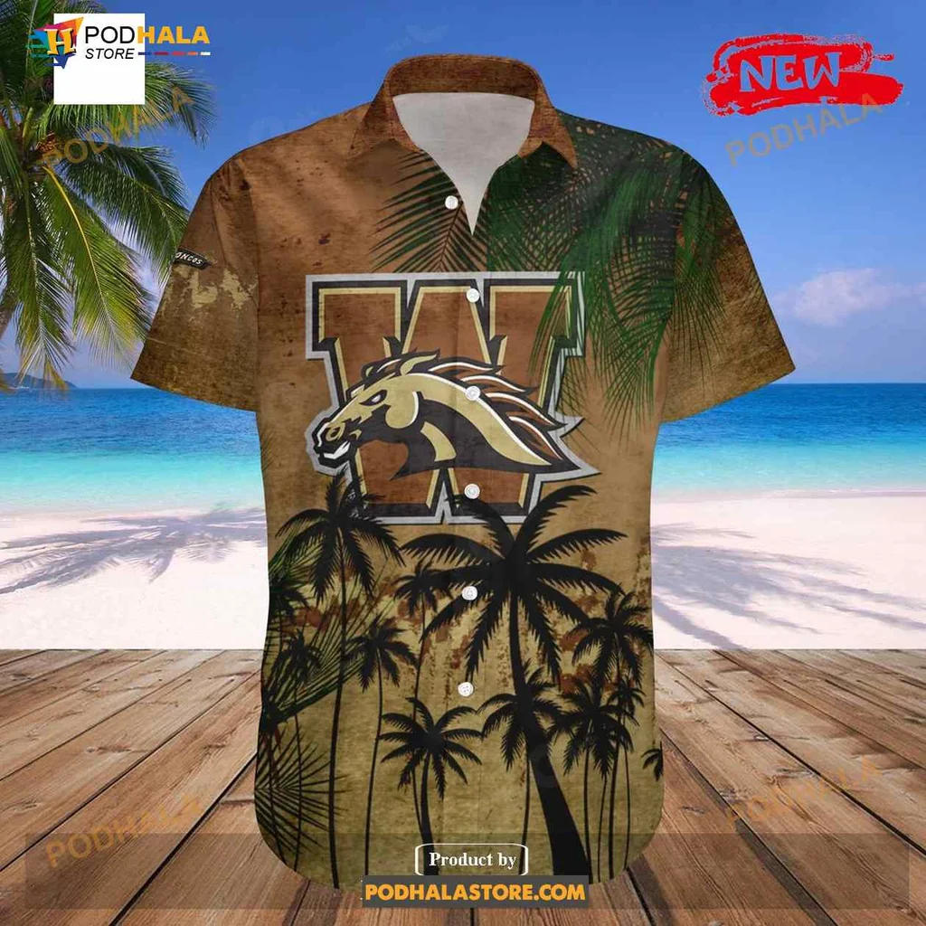 Western Michigan Broncos Tropical Aloha Shirt With Grunge Design Western Michigan Broncos Tropical Aloha Shirt With Grunge Design