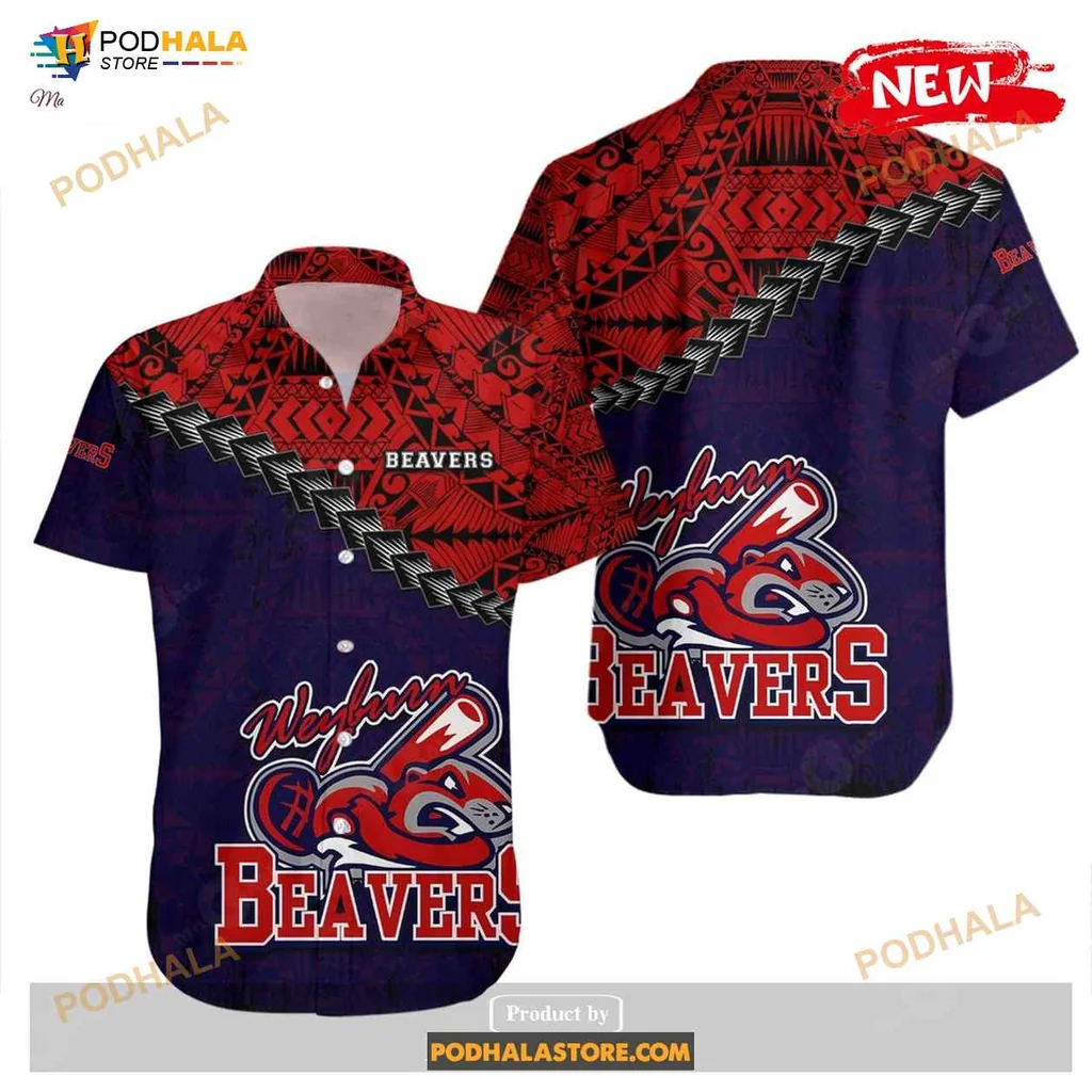 Weyburn Beavers Hawaiian Shirt With Bold Polynesian Tattoo Design