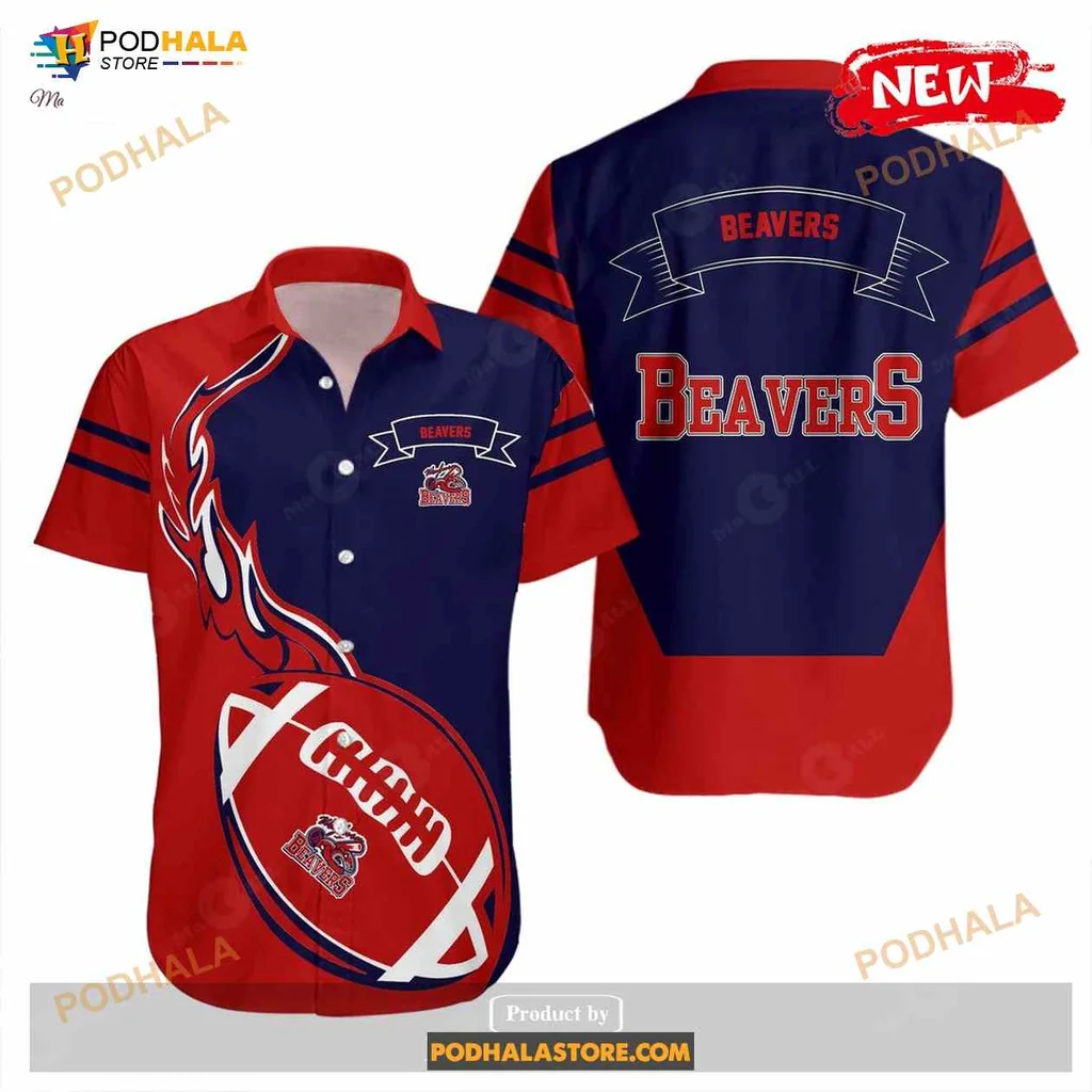 Weyburn Beavers Hawaiian Shirt With Flame Graphic And Team Spirit