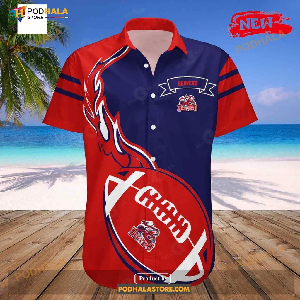 Weyburn Beavers Aloha Shirt With Flame Graphic And Team Spirit Weyburn Beavers Aloha Shirt With Flame Graphic And Team Spirit