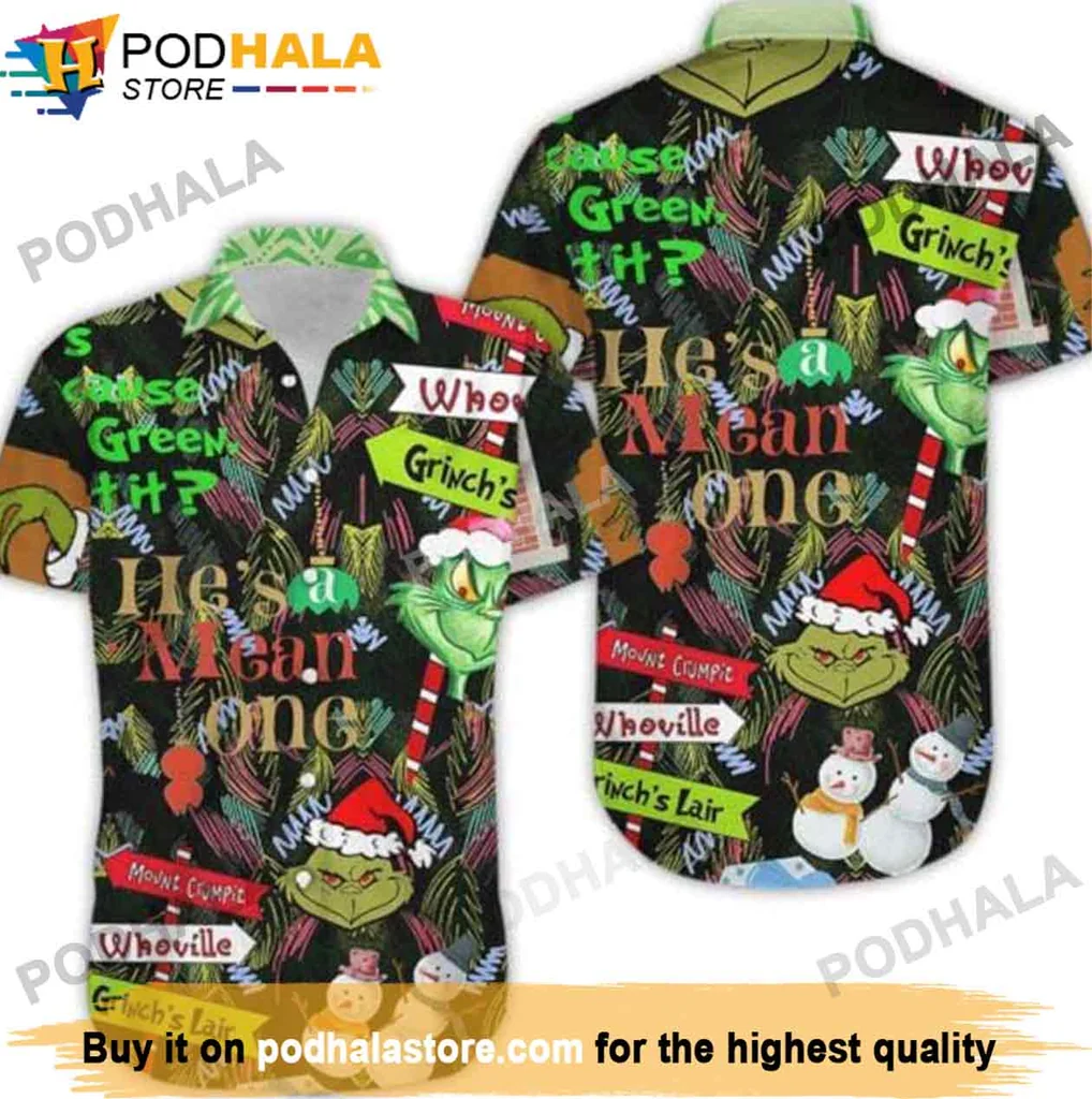 Whimsical Grinch Hawaiian Shirt, Festive Holiday Gift For Grinch Fans