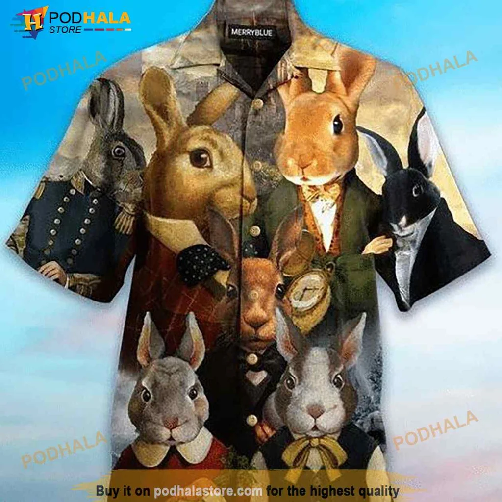 Whimsical Rabbit Hawaiian Shirt With Playful Designs And Vibrant Colors