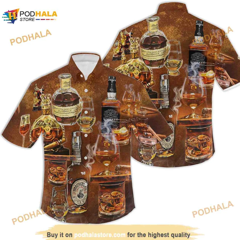 Whiskey Food Pattern Aloha Shirt For Whiskey Lovers