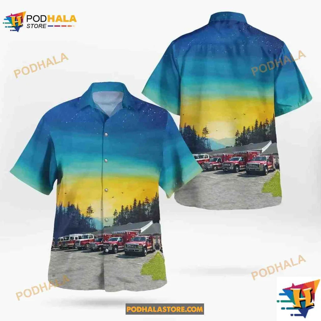 White Horse Fire Company Hawaiian Shirt With Vibrant Fire Truck Design