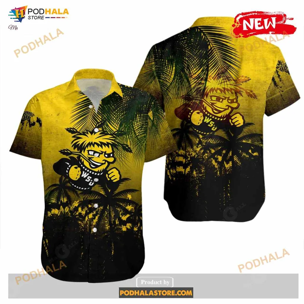 Wichita State Shockers Hawaiian Shirt With Tropical Cartoon Character