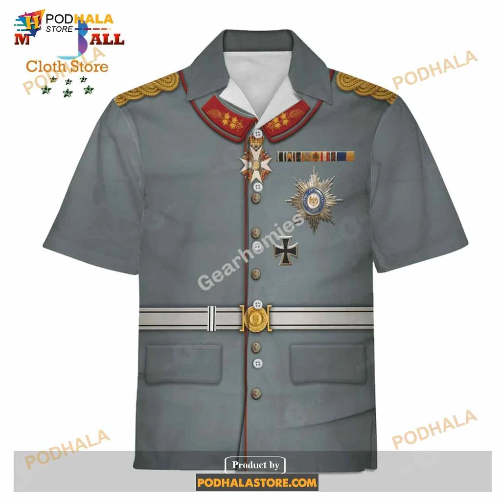 Wilhelm Ii Historical Hawaiian Shirt, Funny Military Uniform Design
