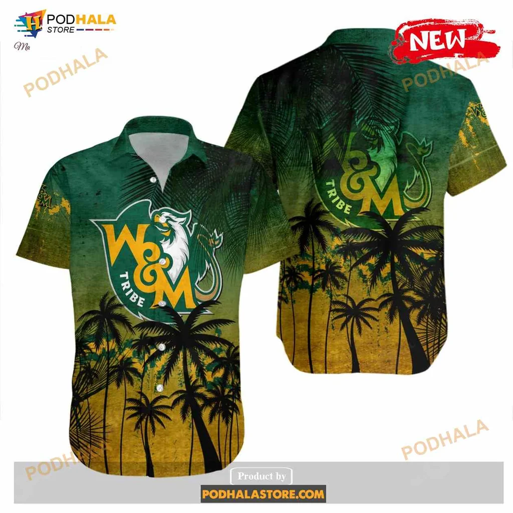 William And Mary Tribe Hawaiian Shirt With Tropical Coconut Tree Design