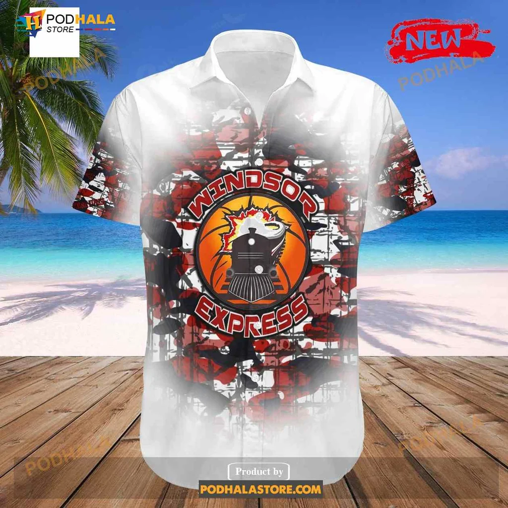 Windsor Express Basketball Hawaiian Shirt, Vintage Camouflage Design