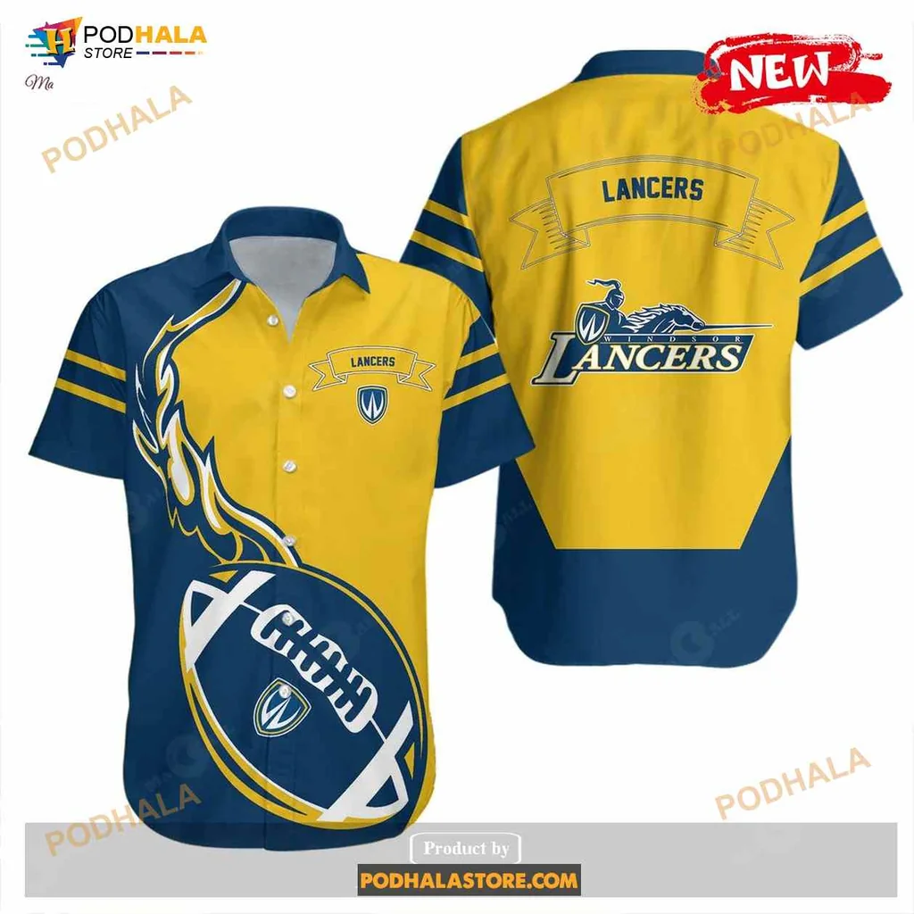 Windsor Lancers Hawaiian Shirt With Flame Football Graphic