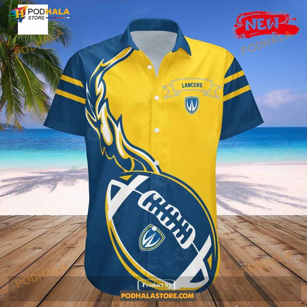 Windsor Lancers Aloha Shirt With Flame Football Graphic Windsor Lancers Aloha Shirt With Flame Football Graphic