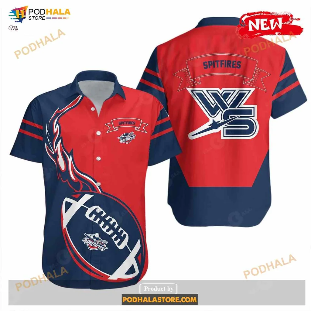 Windsor Spitfires Hockey Hawaiian Shirt With Flame Graphic