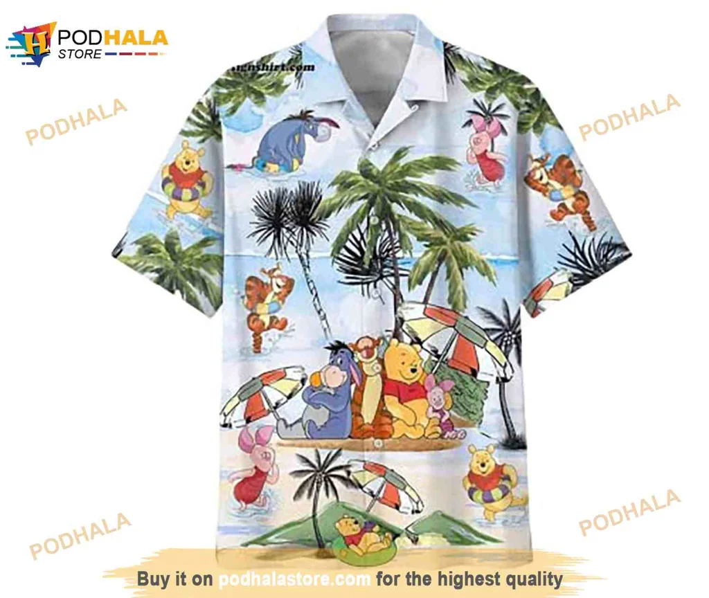 Winnie The Pooh Beach Hawaiian Shirt With Tigger Eeyore And Piglet