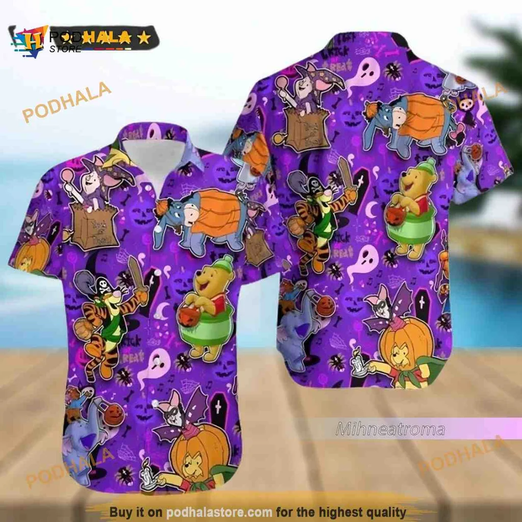 Winnie The Pooh Halloween Hawaiian Shirt Featuring Tigger Piglet Eeyore