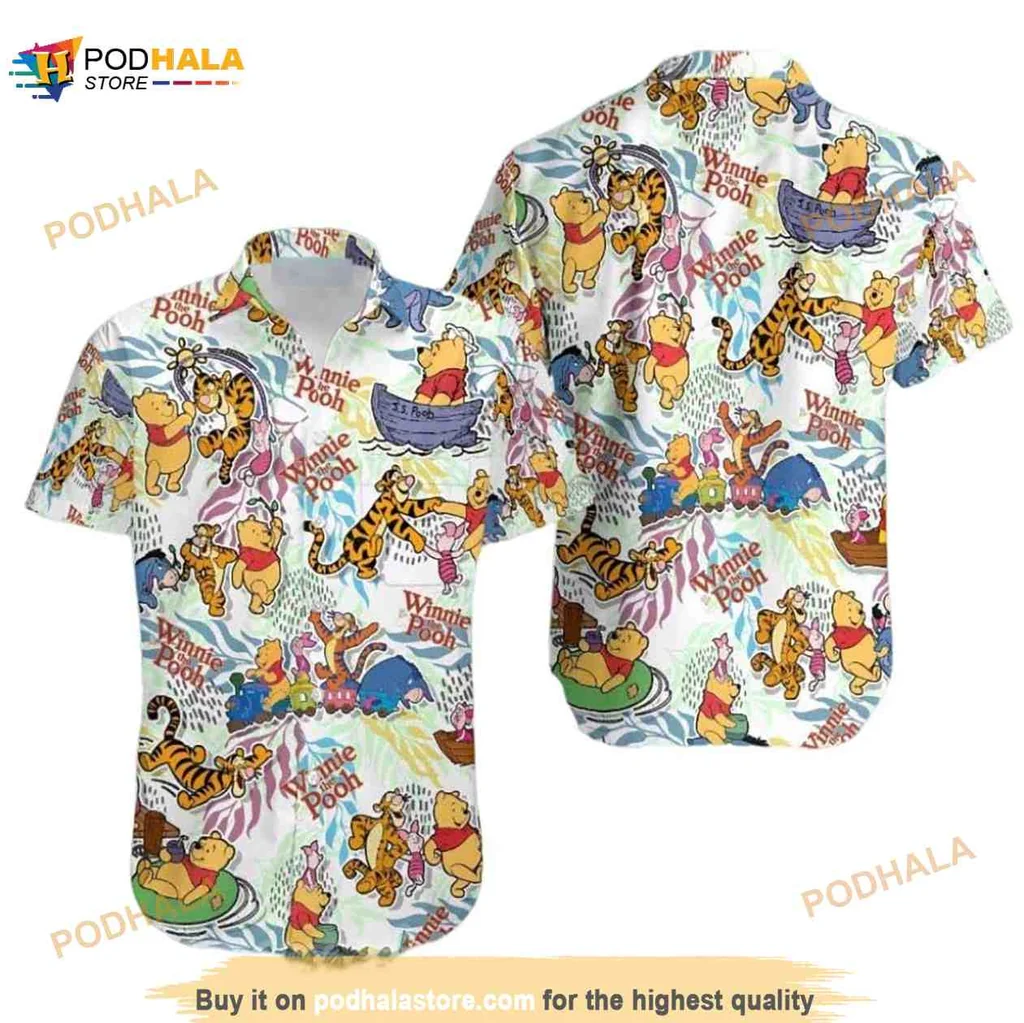 Winnie The Pooh Hawaiian Shirt Featuring Colorful Bear Piglet And Tigger