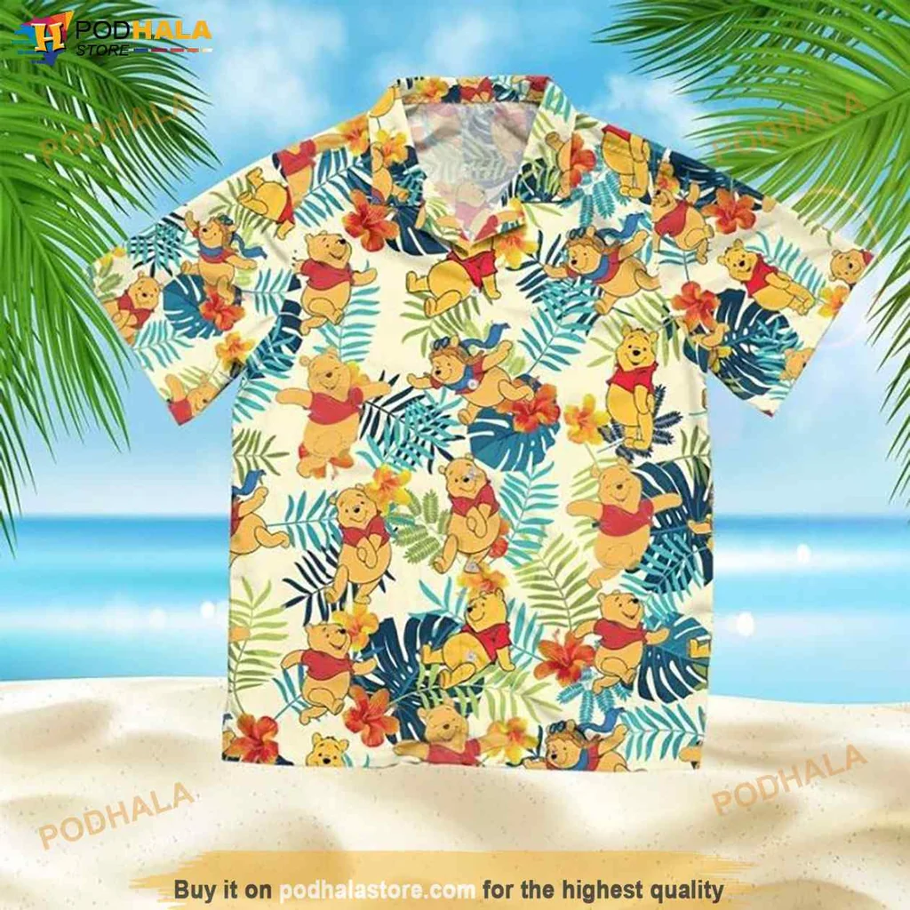 Winnie The Pooh Hawaiian Shirt Featuring Playful Tropical Design
