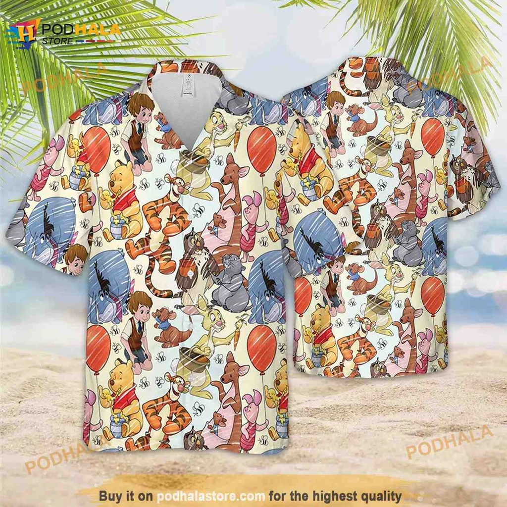 Winnie The Pooh Hawaiian Shirt Featuring Pooh Bear And Friends