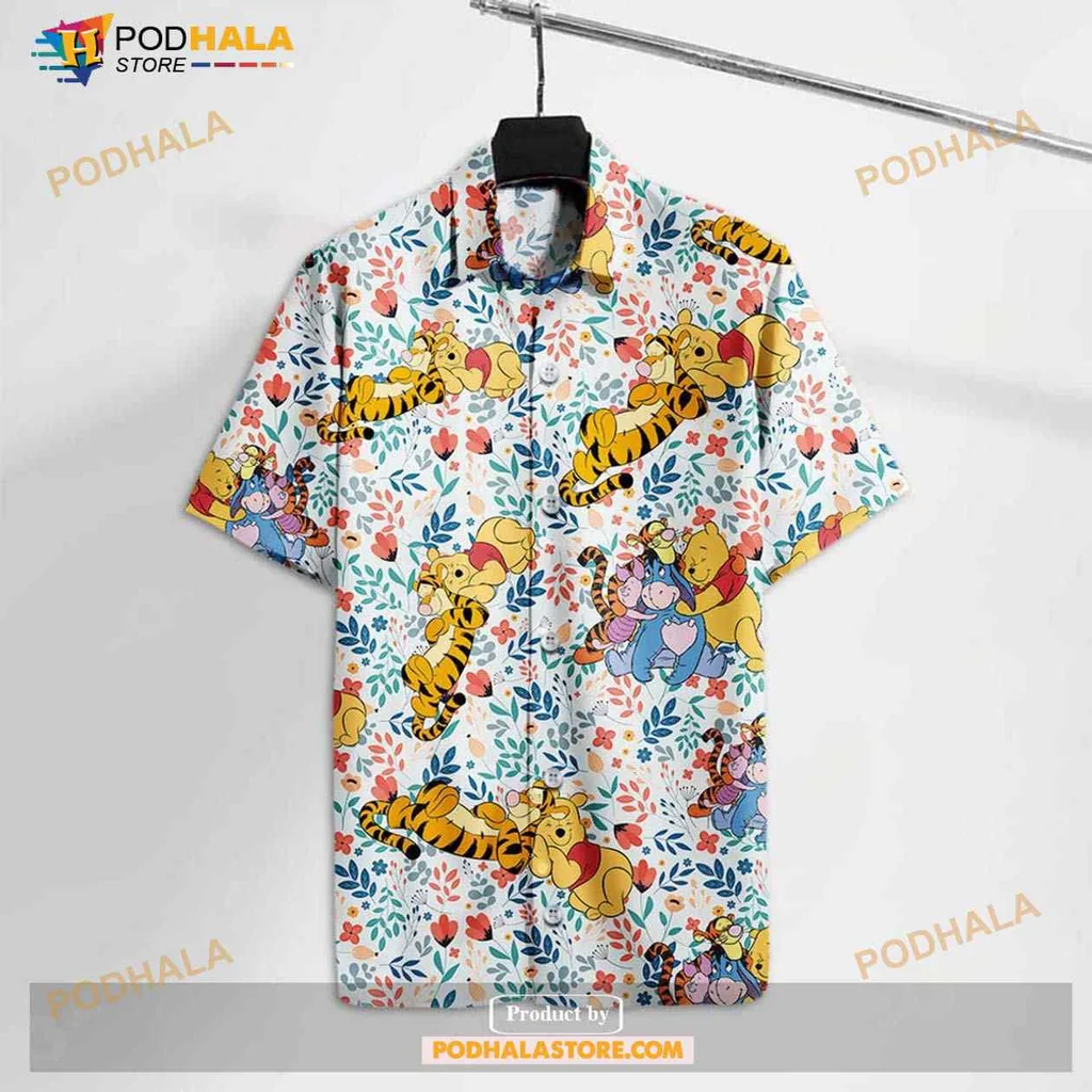 Winnie The Pooh Hawaiian Shirt Featuring Tigger And Piglet In Colorful Design