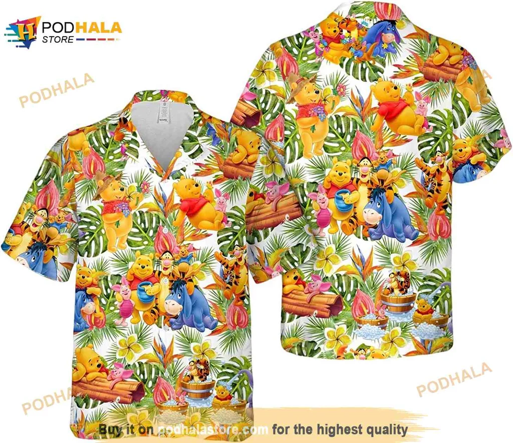 Winnie The Pooh Tropical Hawaiian Shirt Featuring Pooh And Friends Winnie The Pooh Tropical Hawaiian Shirt Featuring Pooh And Friends
