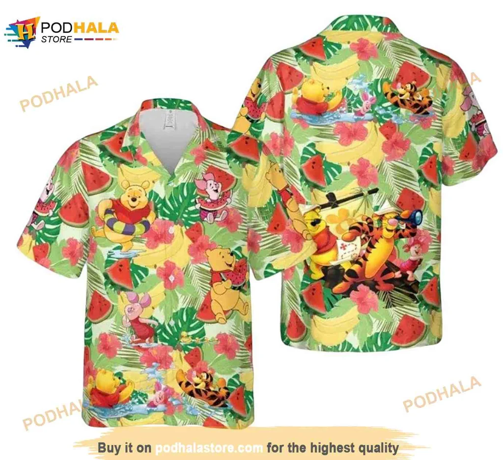 Winnie The Pooh Tropical Hawaiian Shirt With Fun Characters And Summer Vibes