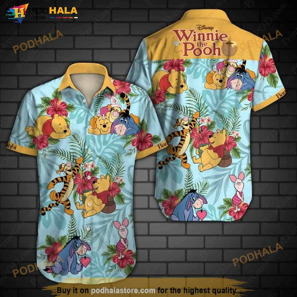 Winnie The Pooh Tropical Shirt With Tigger And Eeyore Design