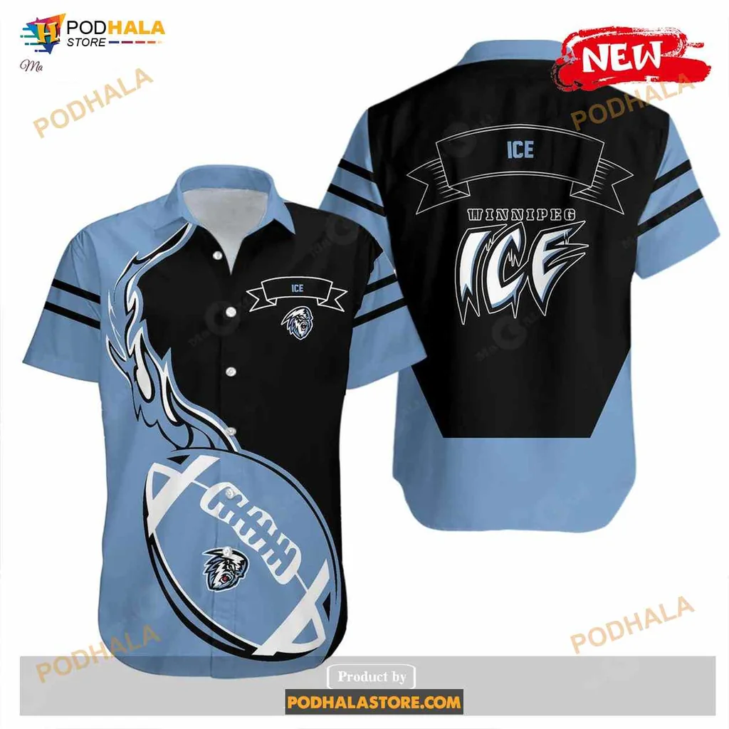 Winnipeg Ice Hockey Hawaiian Shirt With Bold Flame Graphic