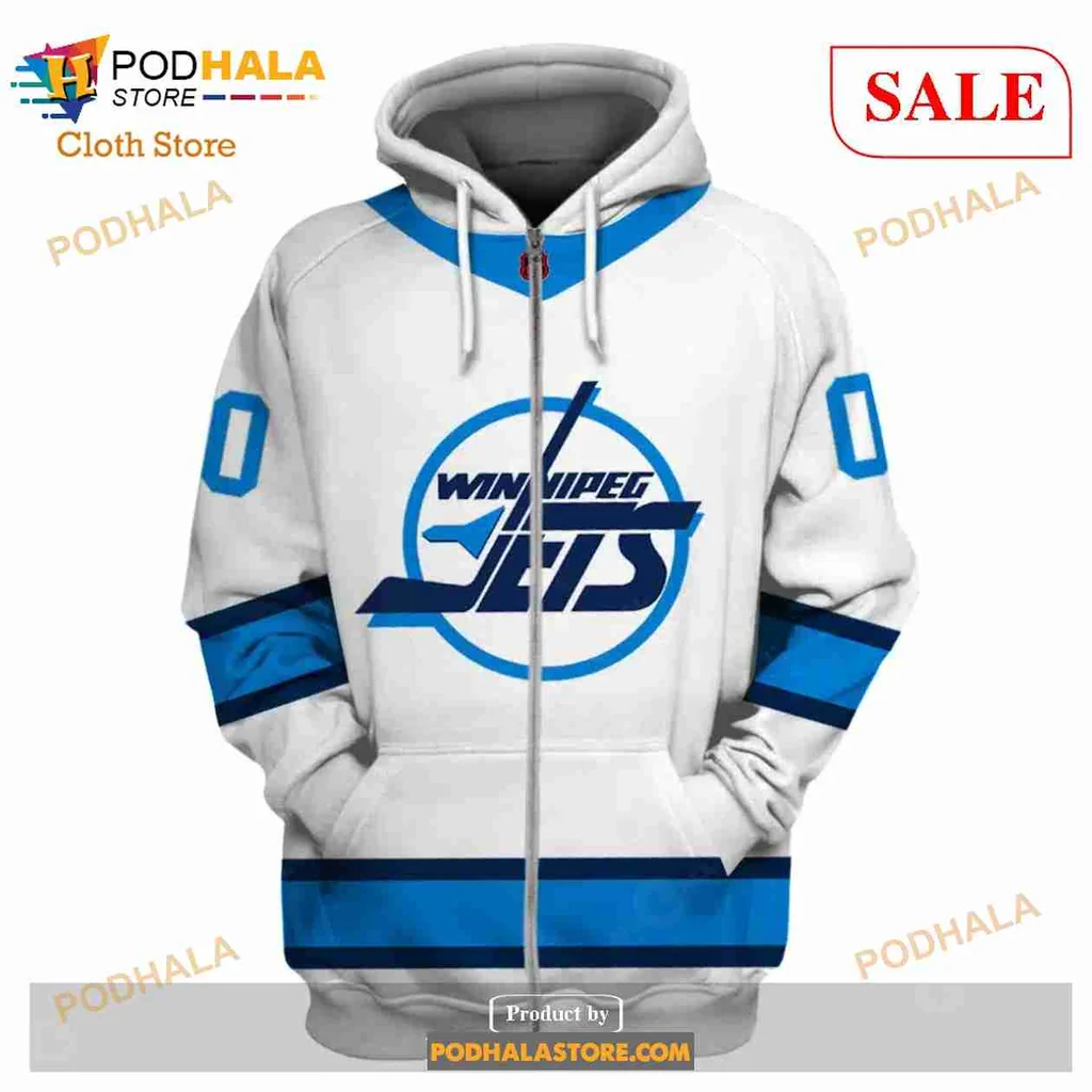 Winnipeg Jets 3d Hoodie With Bold Team Logo And Blue Accents