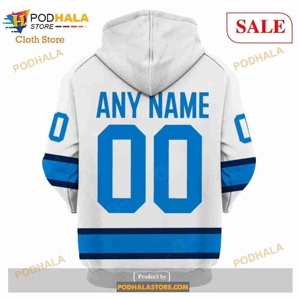 Winnipeg Jets AOP Hoodie With Bold Team Logo And Blue Accents Winnipeg Jets AOP Hoodie With Bold Team Logo And Blue Accents