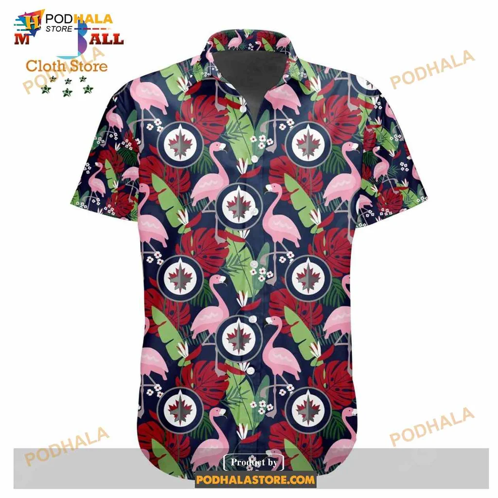 Winnipeg Jets Flamingo Hawaiian Shirt, Vibrant Tropical Design For Fans
