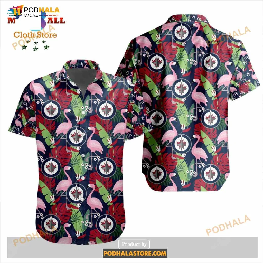 Winnipeg Jets Flamingo Aloha Shirt, Vibrant Tropical Design For Fans Winnipeg Jets Flamingo Aloha Shirt, Vibrant Tropical Design For Fans