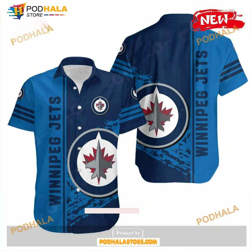 Winnipeg Jets Hawaiian Shirt With Team Logo And Maple Leaf Design