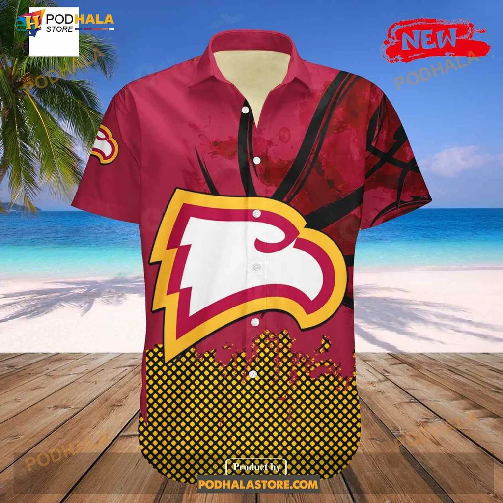 Winthrop Eagles Basketball Aloha Shirt With Grunge Pattern And Custom Text Winthrop Eagles Basketball Aloha Shirt With Grunge Pattern And Custom Text