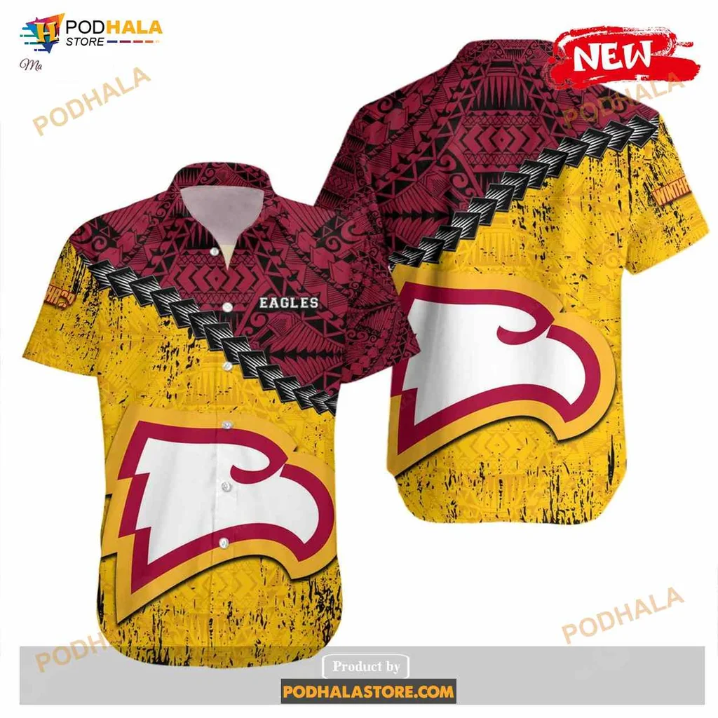 Winthrop Eagles Hawaiian Shirt With Grunge Polynesian Tattoo Design