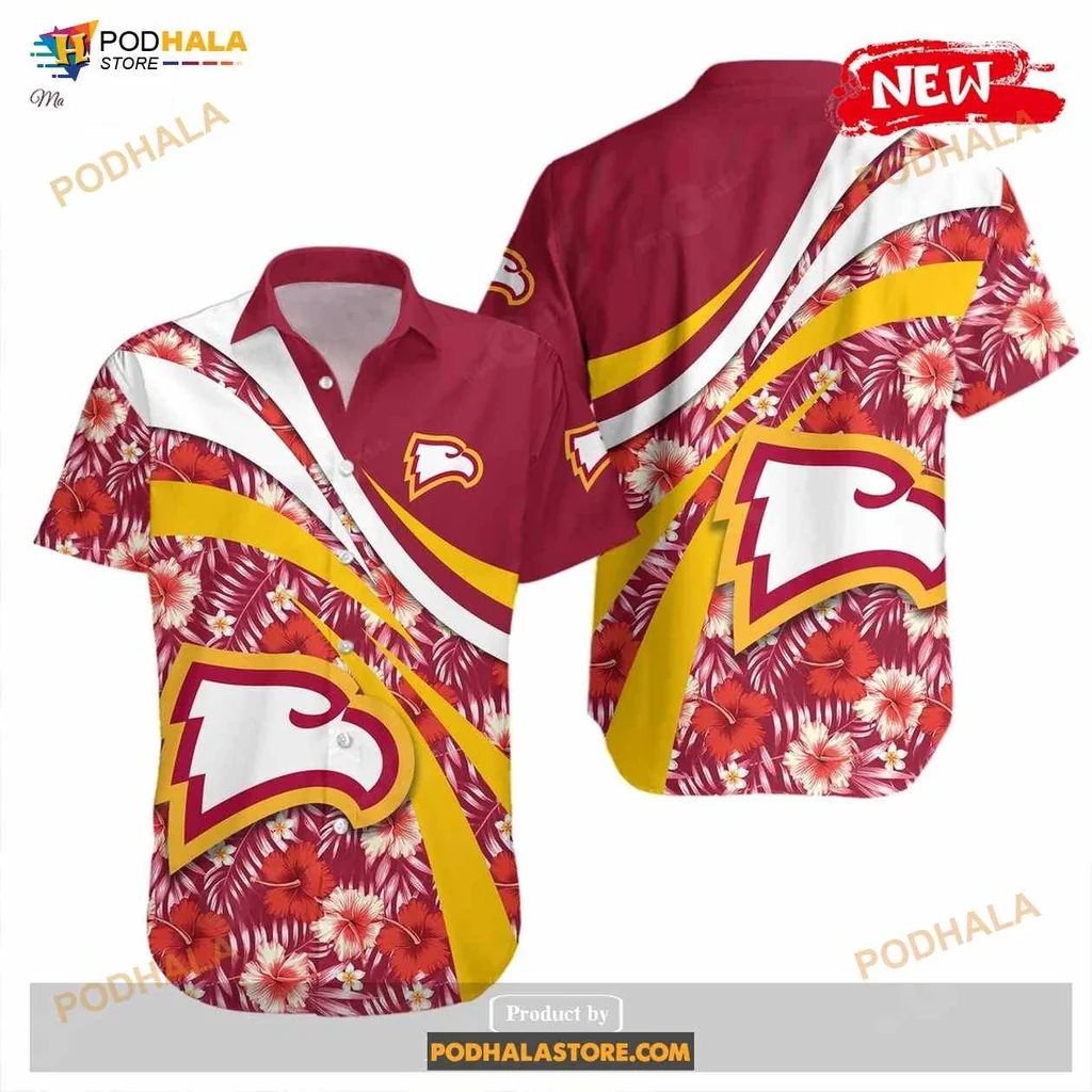 Winthrop Eagles Hibiscus Hawaiian Shirt With Bold Floral Design