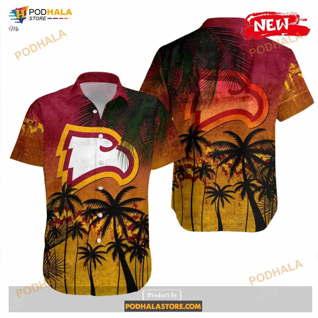 Winthrop Eagles Tropical Hawaiian Shirt With Sunset And Palm Trees
