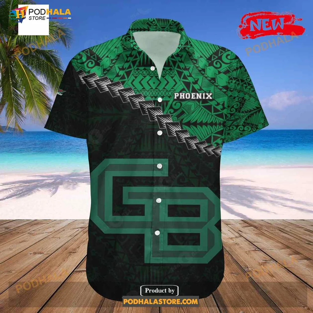 Wisconsin Green Bay Phoenix Aloha Shirt With Polynesian Tattoo Design Wisconsin Green Bay Phoenix Aloha Shirt With Polynesian Tattoo Design