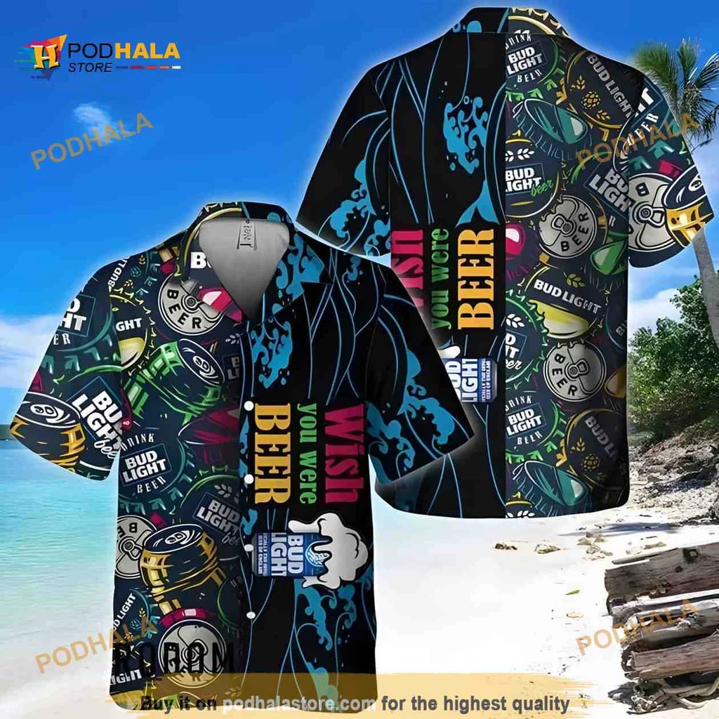 Wish You Were Beer Hawaiian Shirt With Colorful Beer Graphics