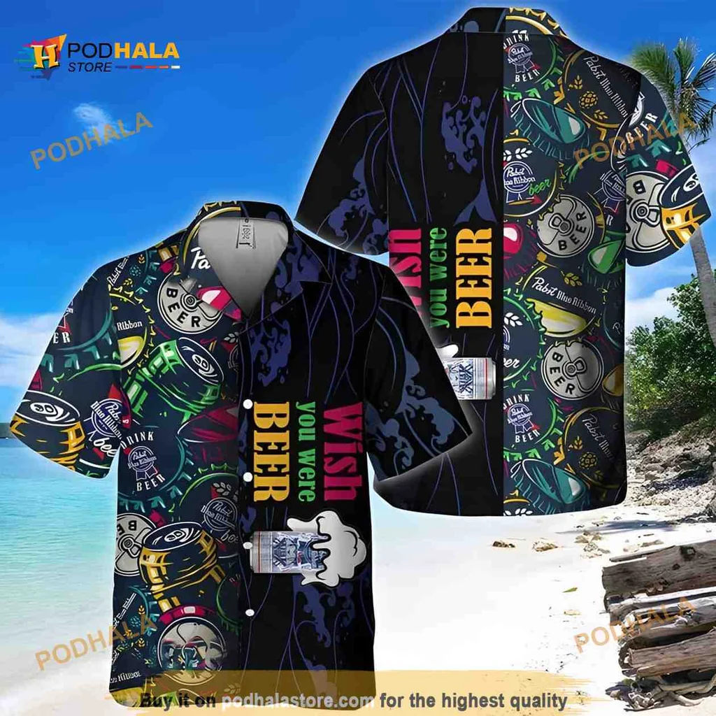Wish You Were Beer Hawaiian Shirt With Tropical Beer Design