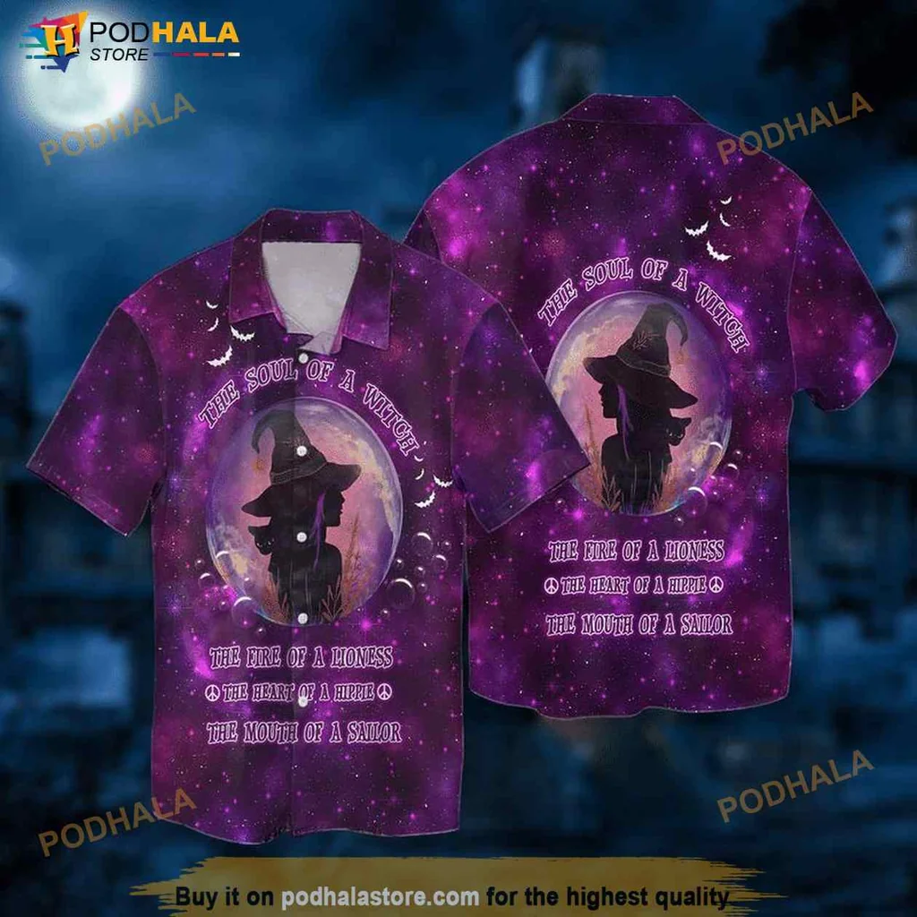 Witch Fire Lioness Hippie Hawaiian Shirt With Cosmic Design
