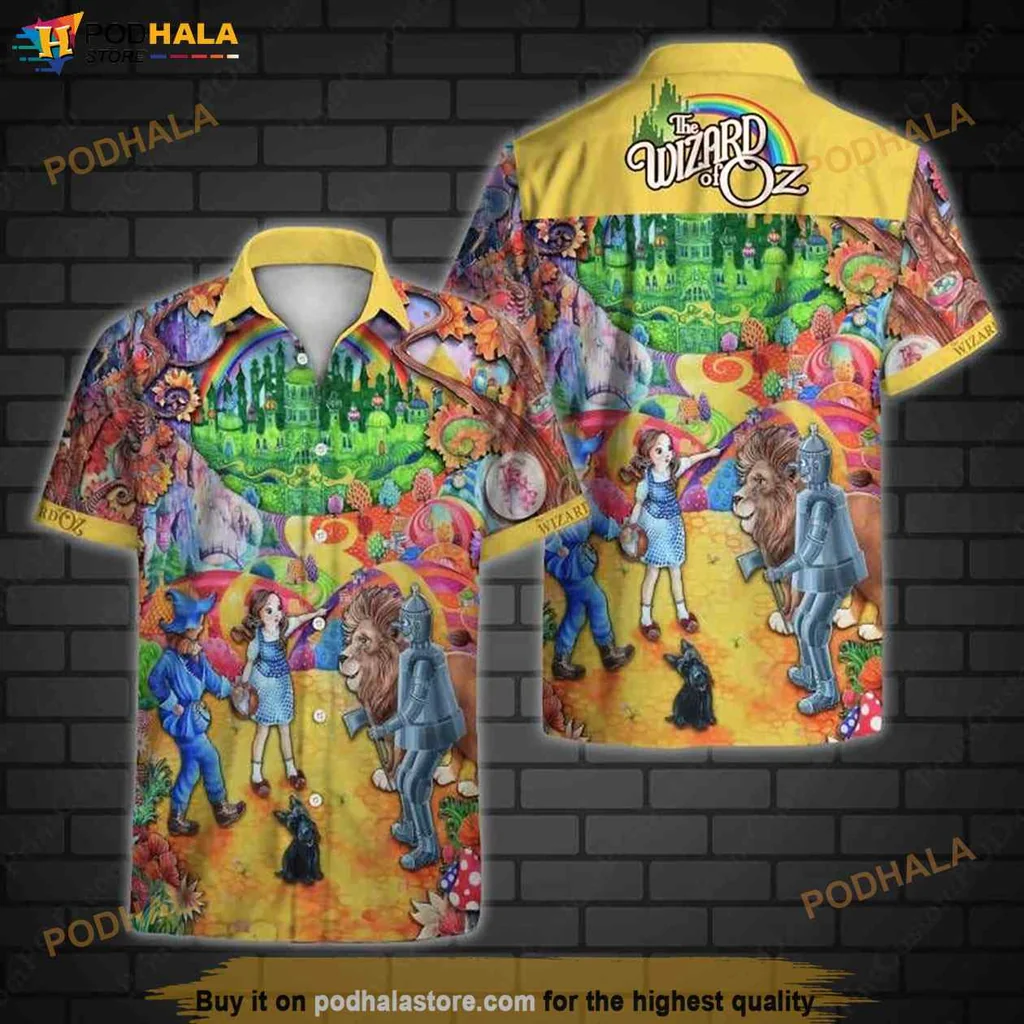 Wizard Of Oz Hawaiian Shirt, Colorful Cartoon Design With Iconic Movie Elements