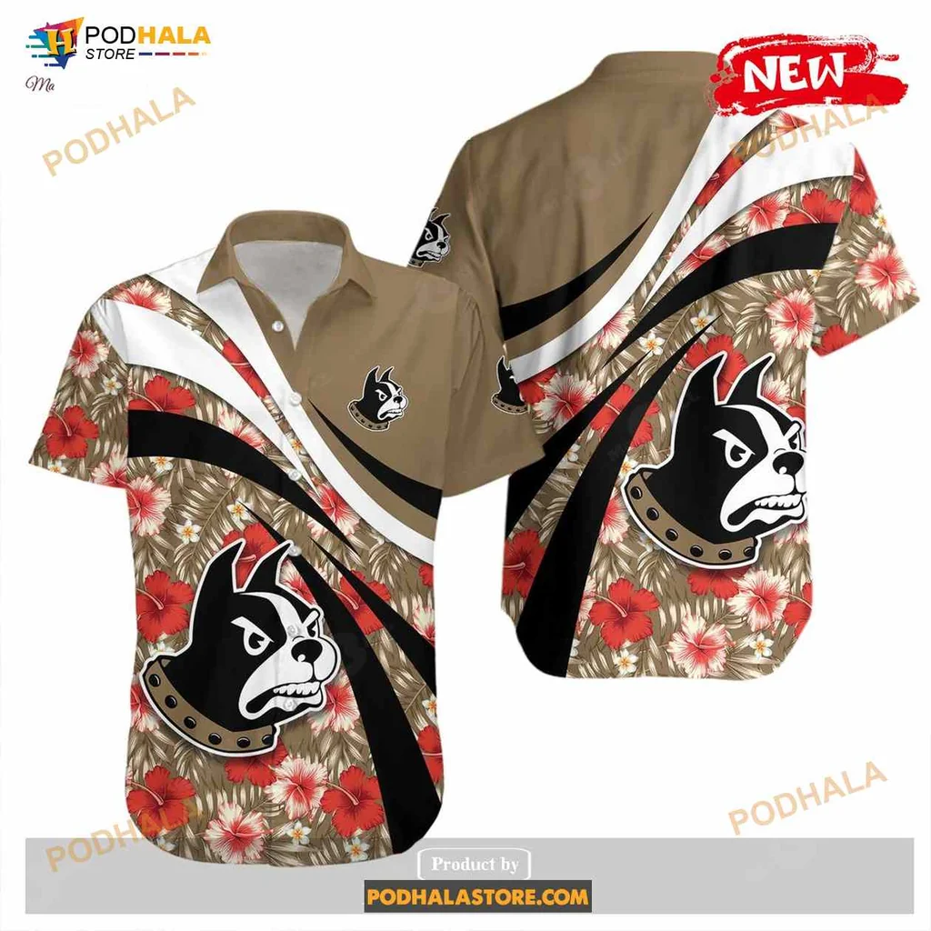 Wofford Terriers Bulldog Hawaiian Shirt With Hibiscus Flowers